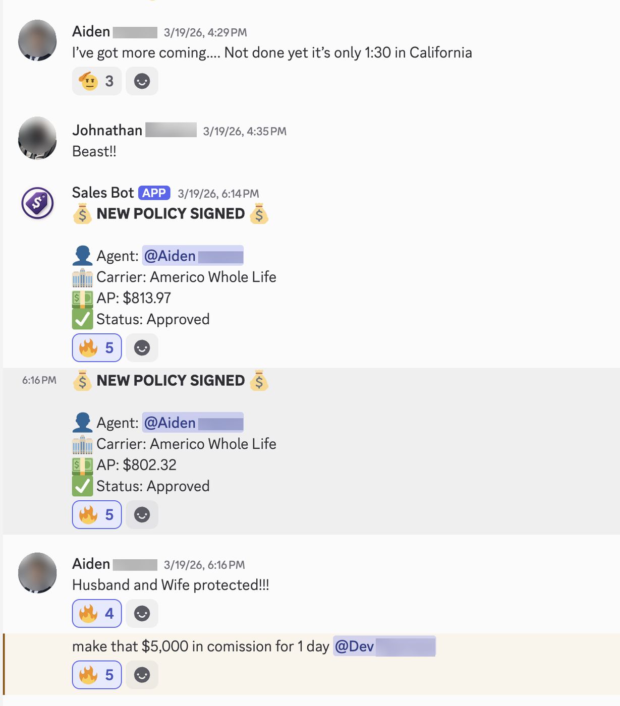 Screenshot shared by a Kairos agent